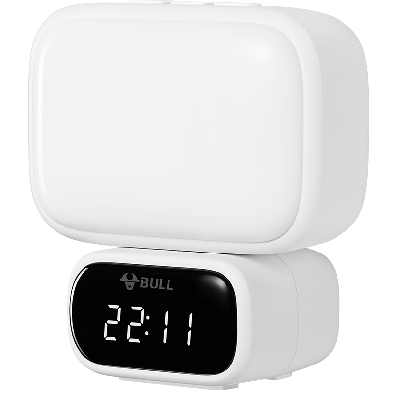 BULL Night Light Clock, Baby Feeding Lamp, Bedroom Bedside Ambient Lighting, Rechargeable Wireless Remote Control, 3 Color Temperatures