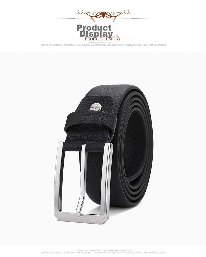 ELLE HOMME Men's Belt, Top-Grain Leather Pin Buckle Waistband with Stainless Steel Buckle, Formal Trouser Belt, Birthday Gift for Me 5