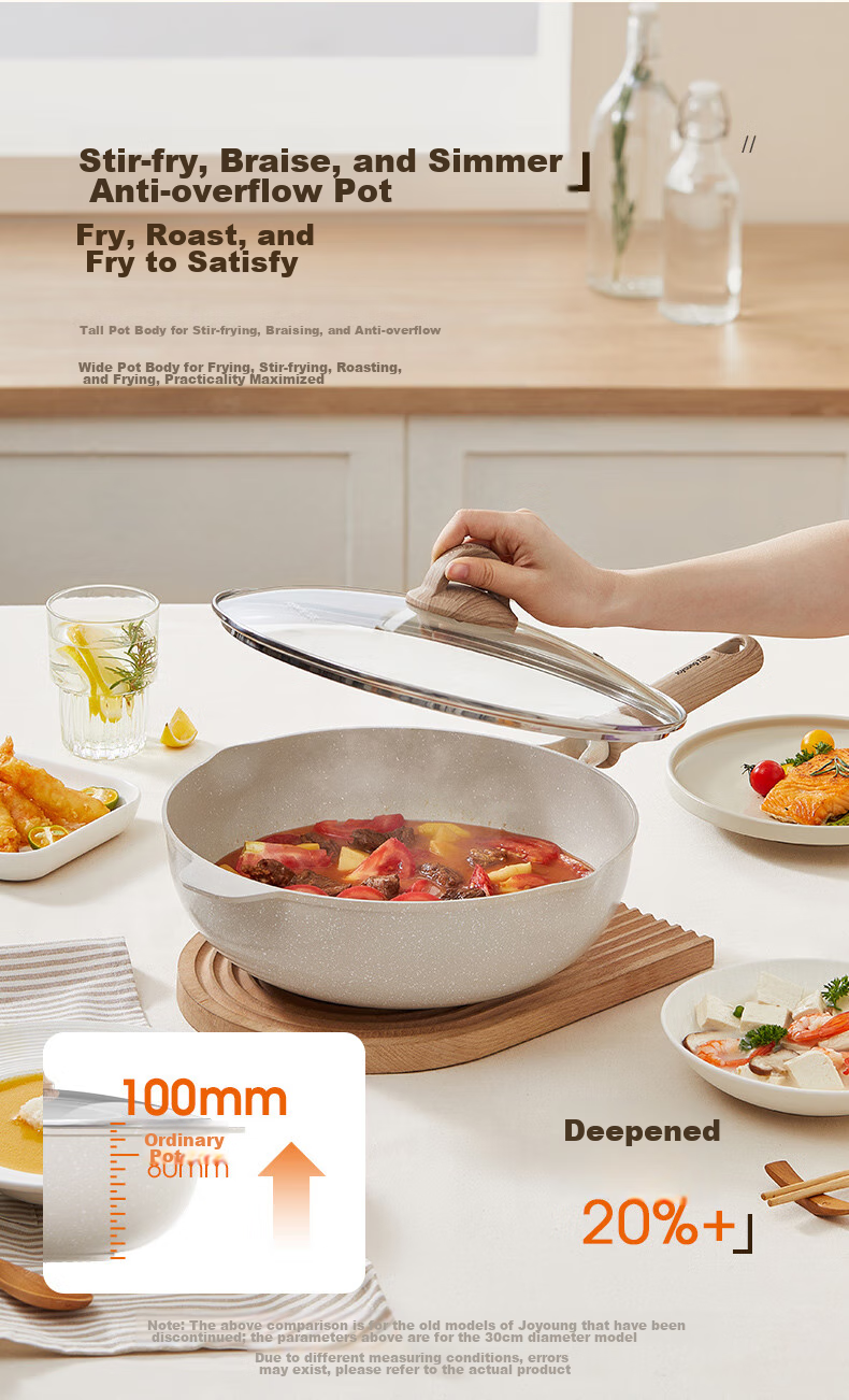 Joyoung Wok with Titanium Non-Stick Coating, Maifanshi Color, Household Stir-Fry Pan, Compatible with Stove, 30cm C530 6