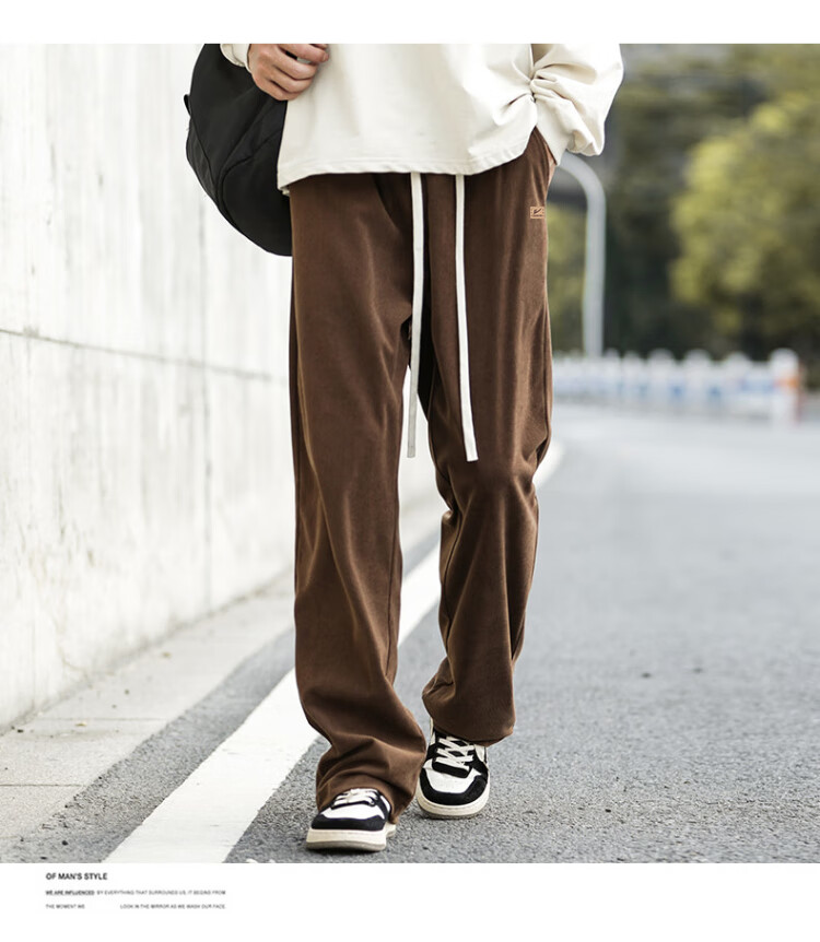 Huili Corduroy Pants for Men, Spring And Autumn New Style, Loose Straight Wide-Leg, Casual Sports Trousers, Long Pants, Black, 3XL 15