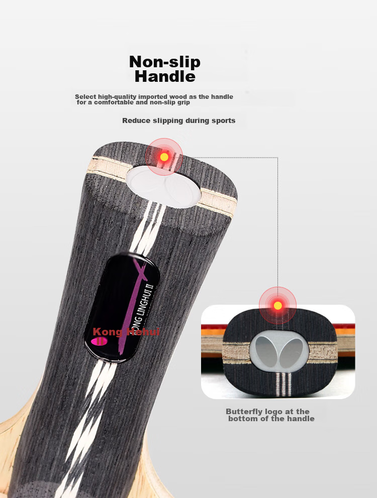 BUTTERFLY Kong Lianghui Star Table Tennis Racket, Straight Handle [Double-Sided Reverse Rubber], Professional Competition Racket, Includes Racket Case 5