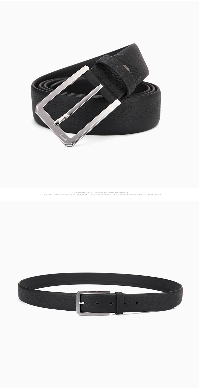 ELLE HOMME Men's Belt, Top-Grain Leather Pin Buckle Waistband with Stainless Steel Buckle, Formal Trouser Belt, Birthday Gift for Me 6