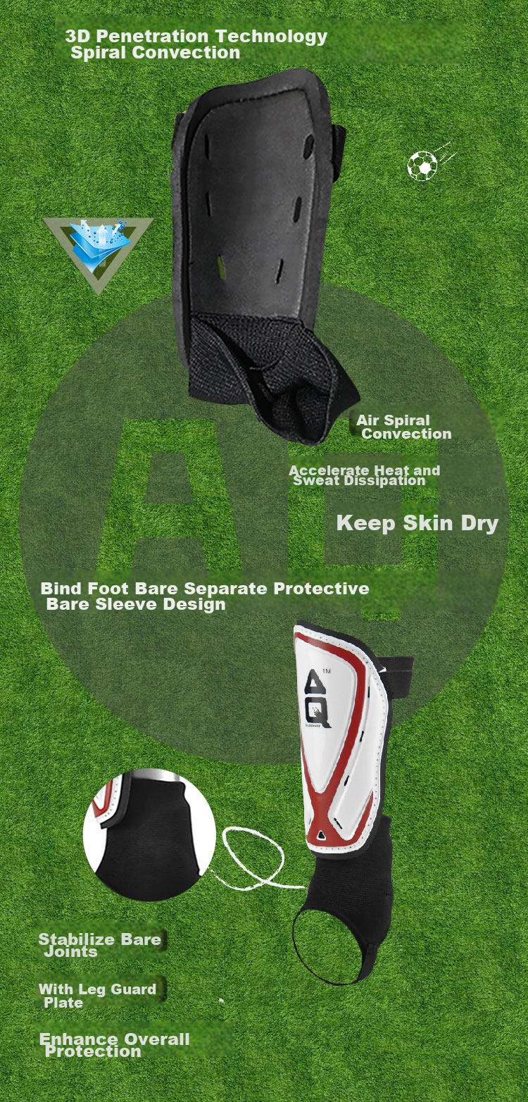 AQ Soccer Shin Guards for Adults And Children Sports Protective Gear S63682 Two-Pack M Size (For Height 140-160cm) 5