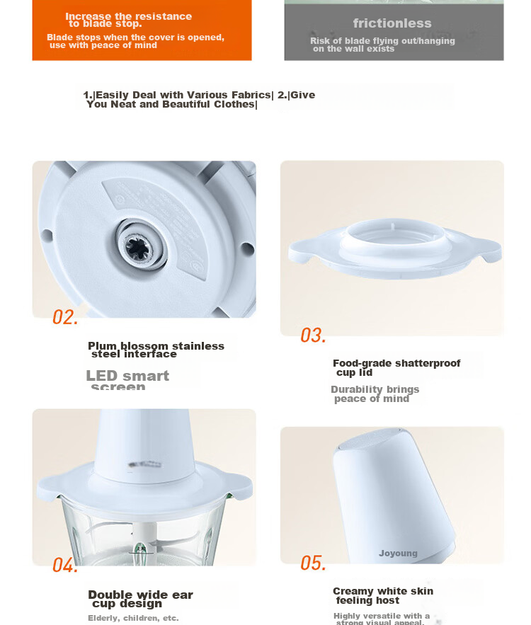 Joyoung Meat Grinder, Home Electric Mixer, Vegetable Chopper, Mincer, Multi-Functional Food Processor 26