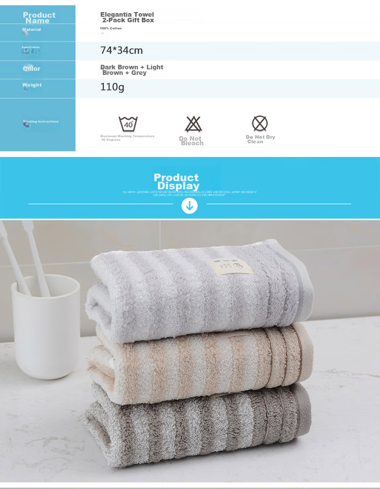 Grace Five-Star Hotel Antibacterial And Anti-Mite Towels, Pure Cotton, Thickened, Highly Absorbent, Soft Face Towels, 3-Pack Gift Box Set for Sports 2