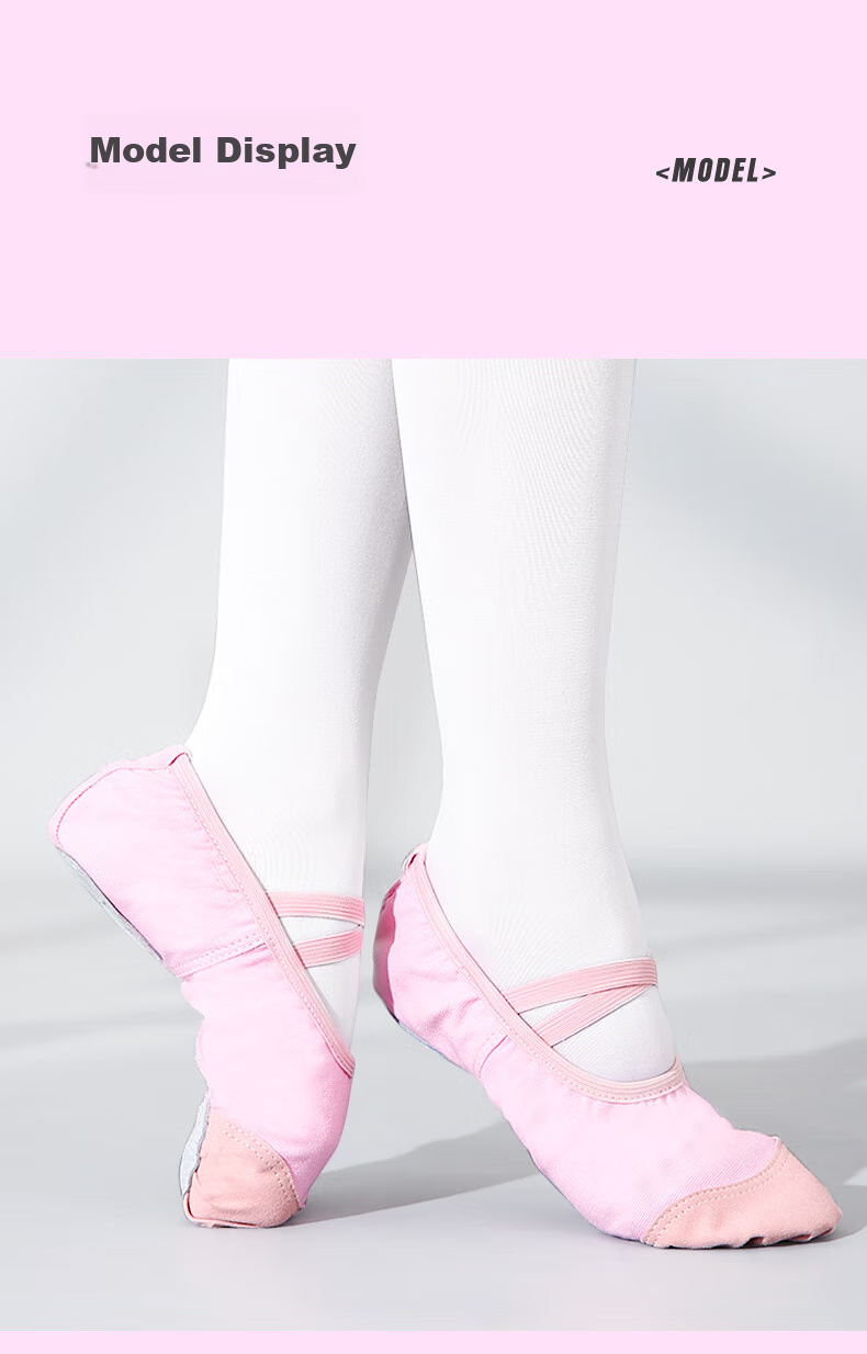 Zhiyouban Children's Dance Shoes, Girls' Soft-Soled Practice Shoes, Canvas Slip-On Ballet Flats, Dance Exam Specialized Shoes, Skin Color 10
