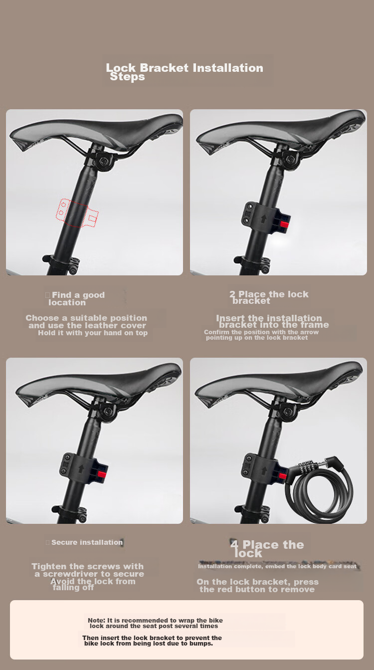 JD Original [120cm Extended Anti-Theft] Bicycle Lock with Four-Digit Combination, Electric Scooter Anti-Theft Bike Lock 7
