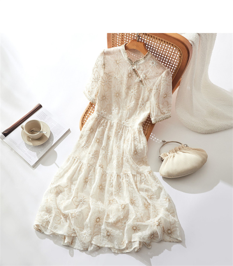 Dme [Yuejian Bai Zhi] Summer Chinese-Style New Modernized Qipao Dress Elegant Lady A-Line Women's Dress 16