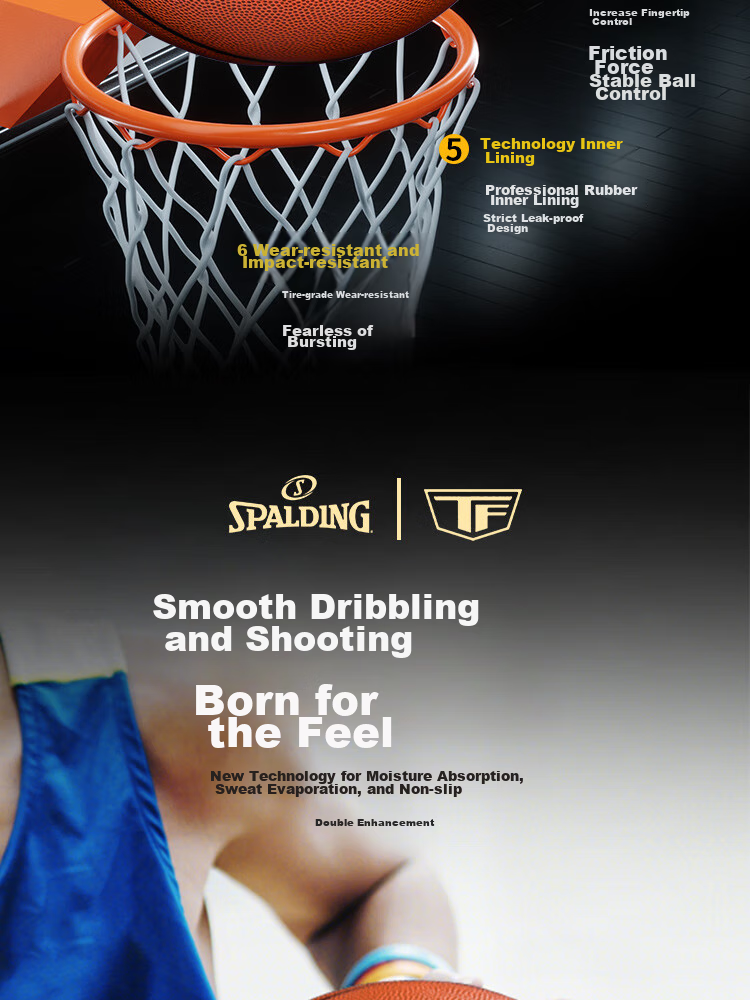SPALDING Basketball TF Series Size 5 PU Children's Youth Competition Indoor And Outdoor Dual-Use Wear-Resistant Ball 77-176Y5 5