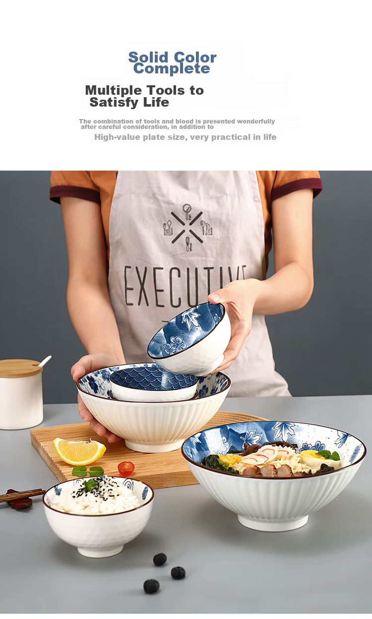 MAXCOOK Ceramic Bowl with Lid Japanese Style Soup Noodle Rice Bowl MCFT3899 5