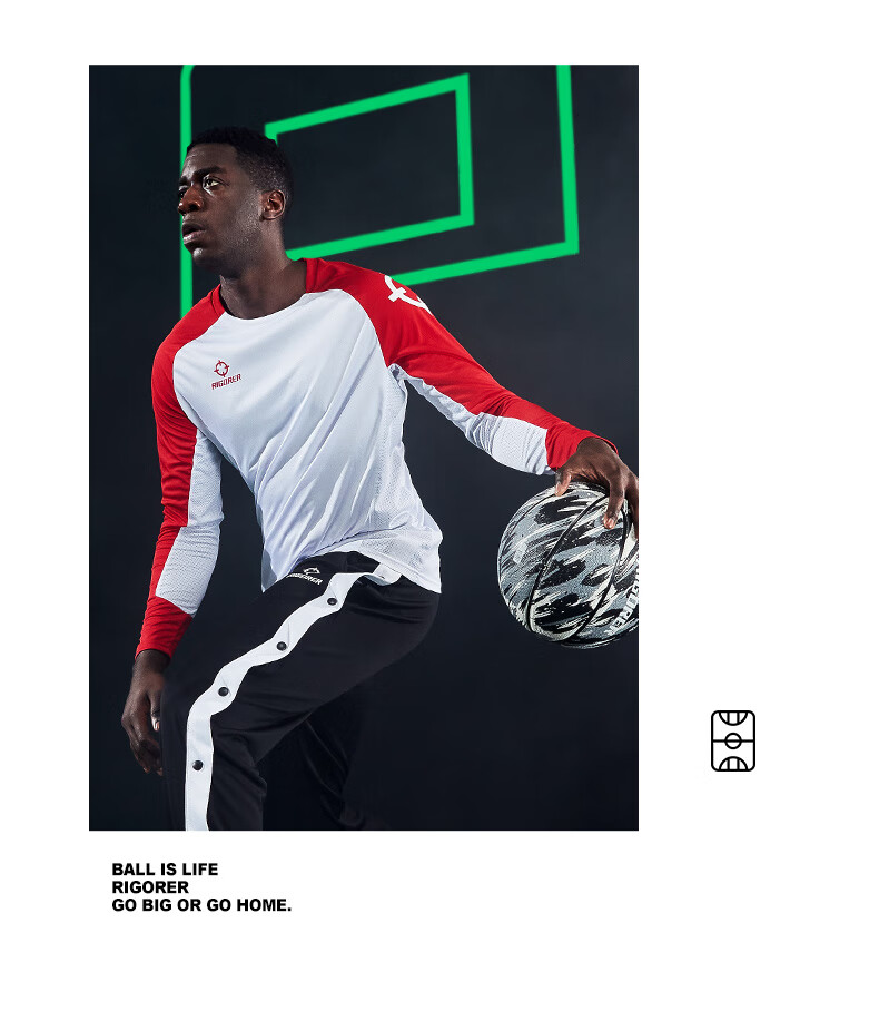 RIGORER Quick-Dry Long Sleeve T-Shirt, Basketball Fitness Wear, Men's Fashionable Casual Sports Outdoor Comfortable Trendy Breathable Clothing 24