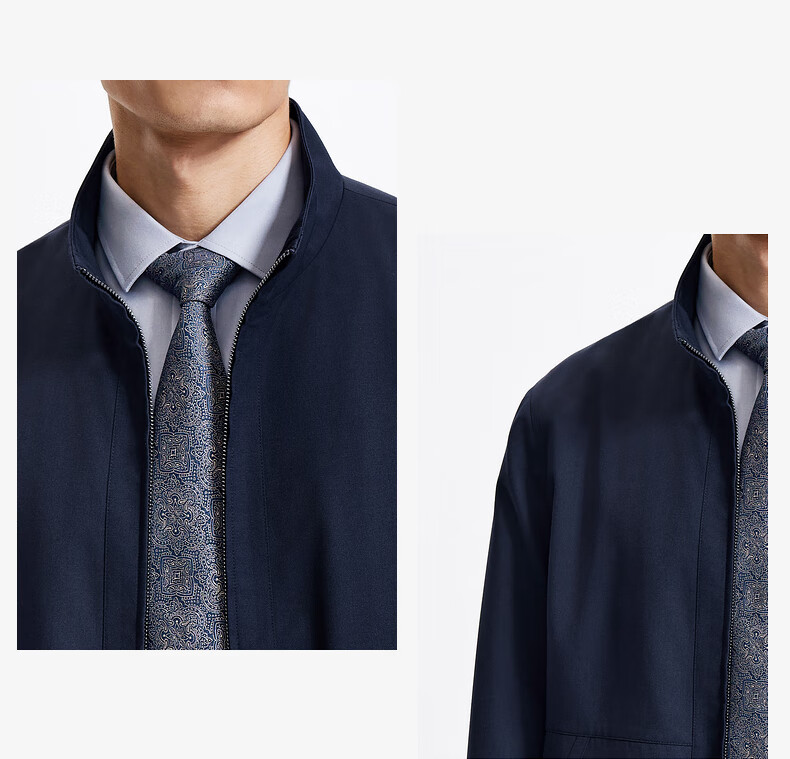 Goldlion [Leader Jacket] Autumn Winter Men's Machine Washable Wool Stand Collar Easy Care Business Coat Navy Blue M00 16