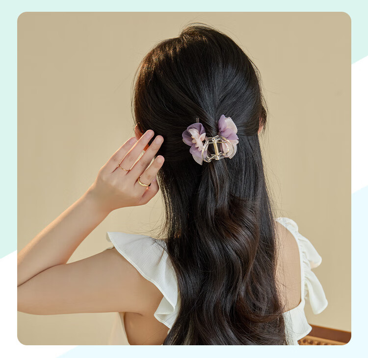 CHIMERA AB-Side Floral Hair Claw Clip, Shark Clip, Back of Head Hair Accessory, High-End Hairpin, Hair Ornament, Birthday Gift for Wome 12