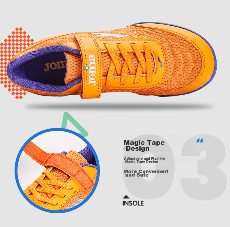 JOMA Soccer Shoes for Children TF Turf Cleats Boys Girls Youth Breathable Mesh Velcro Training Shoes Royal Blue Size 36 4