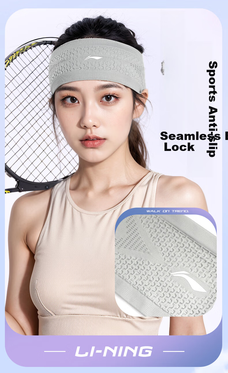 Li-Ning Sports Headband for Women And Men, Sweat-Absorbing Band, Wide Fitness Running Forehead Sweat-Guiding Headband Scarf, Pink 7