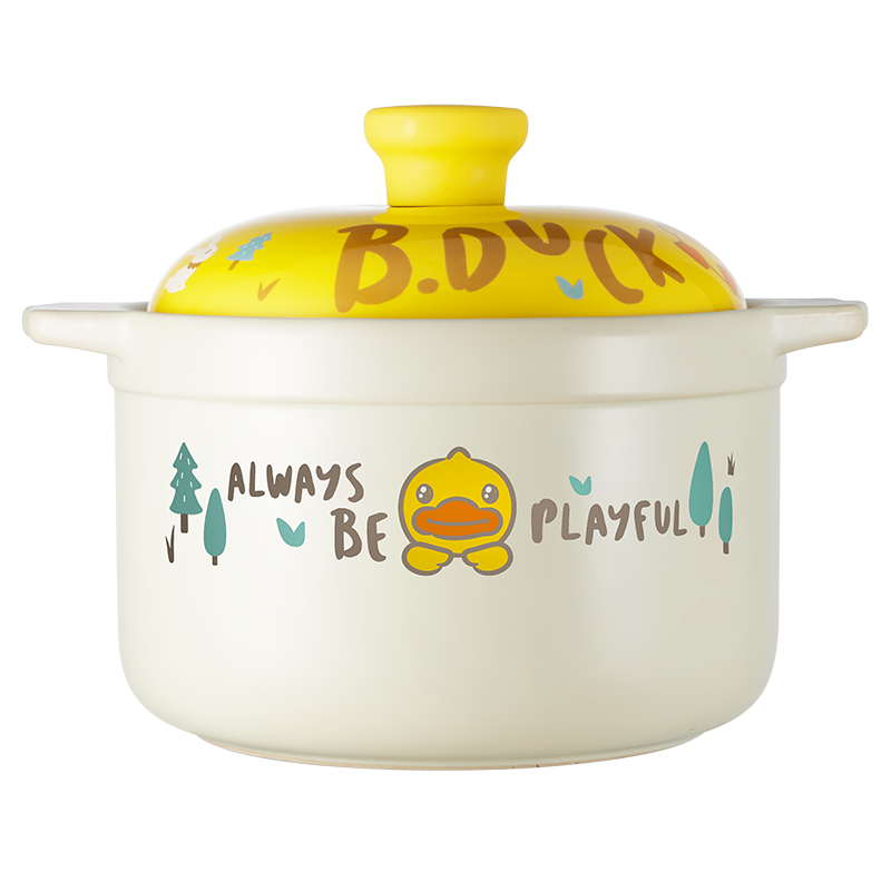 COOKER KING, Little Yellow Duck Co-Branded Edition, Ceramic Pot, 3.5L Casserole, for Soup Making, Medicinal Decoction, Porridge Cooking, Rice Steaming, Stewing Pot, And Clay Pot