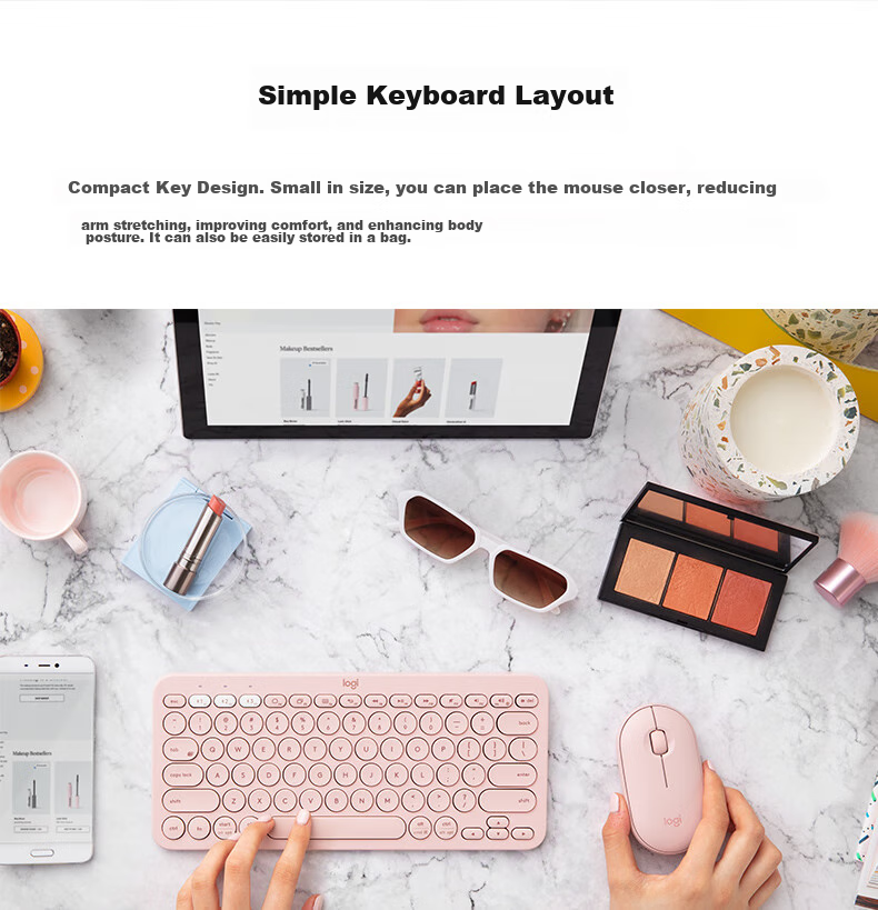 Logitech Stylish Series K390 Wireless Bluetooth Keyboard Ultra-thin Portable New Upgrade Blue 79 Keys 7