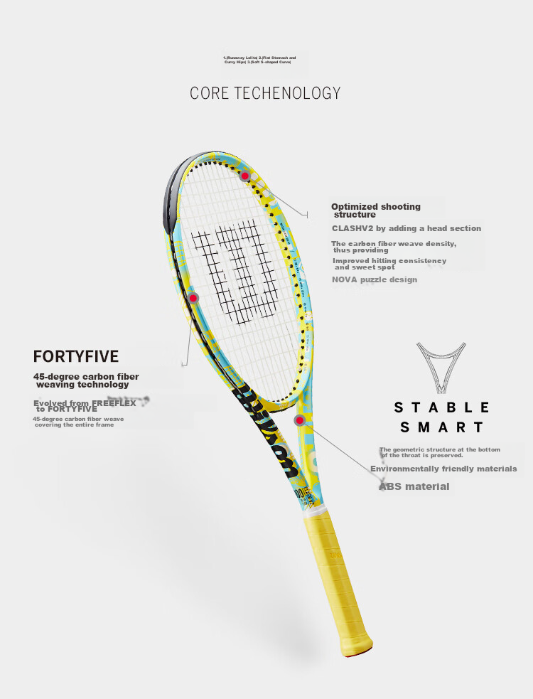 Wilson 2025 All-Carbon Integrated Professional Tennis Racket CLASH TEAM 103 V3.0, Small Black Racket 3