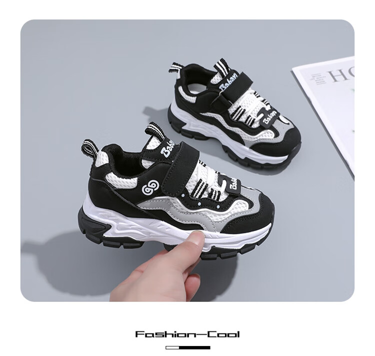 Babaya Children's Sports Shoes, Spring Girls' Sneakers, Big Kids' Parent-Child Shoes, Classic Style Boys' Running Shoes, Checkered Black, Size 30 4