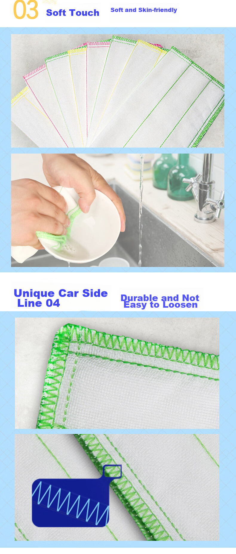MIAOJIE Cotton Soft Cleaning Cloth, 30*30cm, 8-Pack, Kitchen Dishwashing Cloth, Highly Absorbent Wipe, Oil-Removing Household Cleaning Tool 4