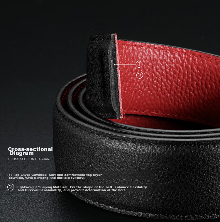 Goldlion Men's Belt, Top-Grain Leather, Automatic Buckle, Red Waistband Gift Box, Zodiac Year Trouser Belt, Birthday Gift 11
