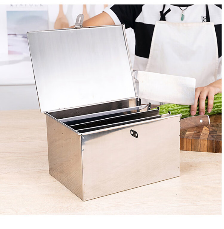 Quanshi Hotel-Specific Stainless Steel Knife Box, Commercial Knife Rack, Large Knife Holder with Lock, Storage Box, Organizer Shelf, 5 Compartments with Lid 10