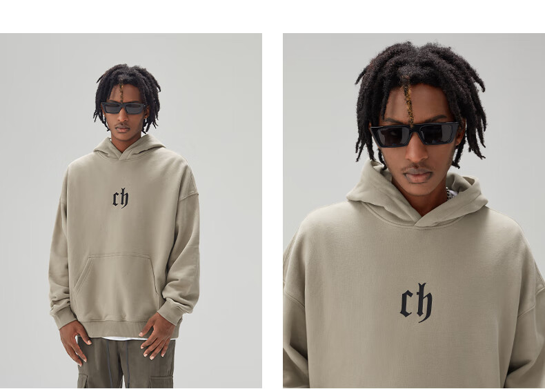 CHINISM CH Sweatshirt for Men, Spring And Autumn Classic Simple Couple's Top, Heavyweight American-Style Hoodie, Sports Casual Pullover Hooded Sweatshirt 25