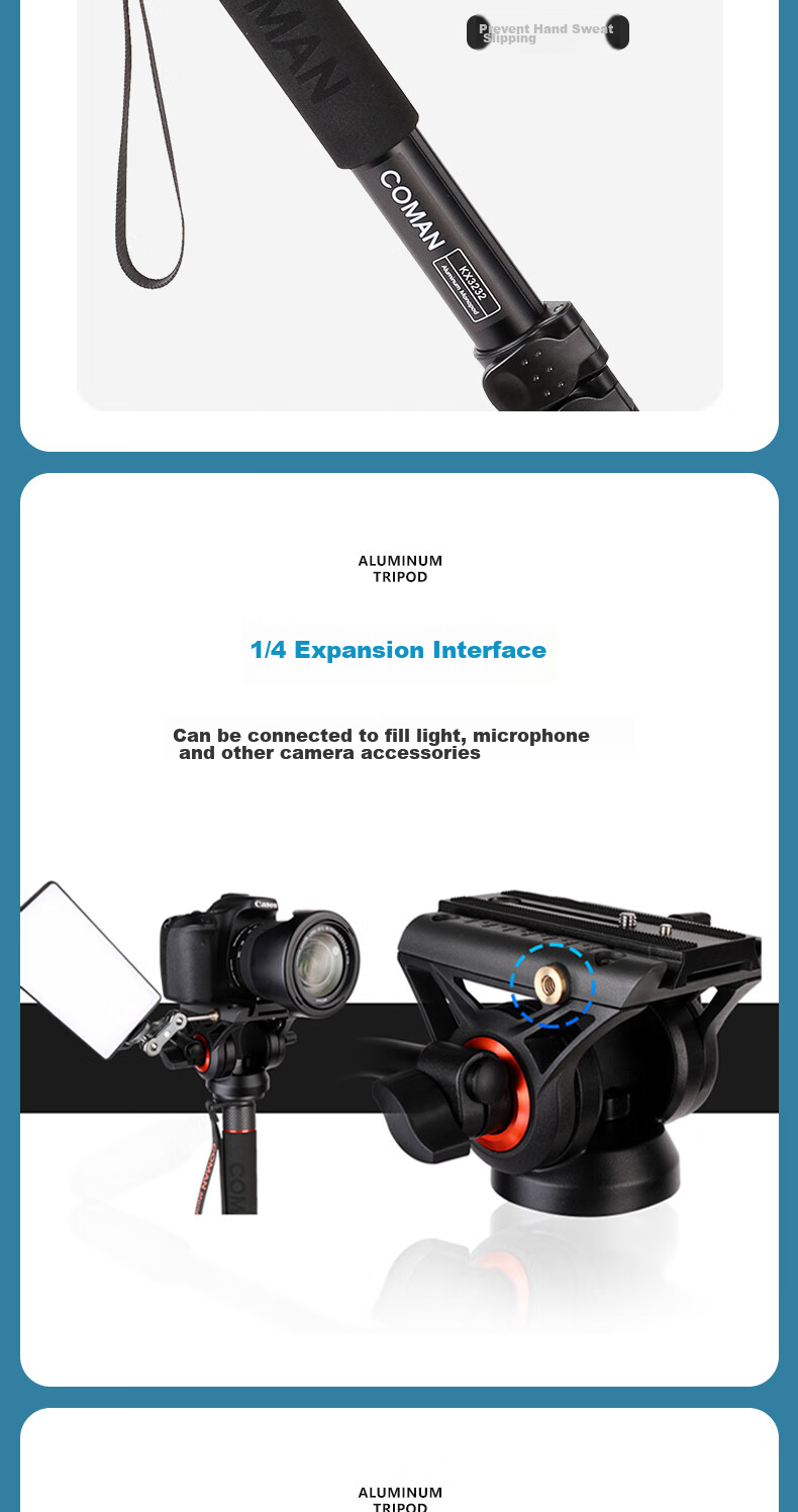 COMAN Carbon Fiber Tripod for DSLR Cameras, Professional Camera Tripod with Hydraulic Damping Ball Head, Photography Tripod KX3535 10
