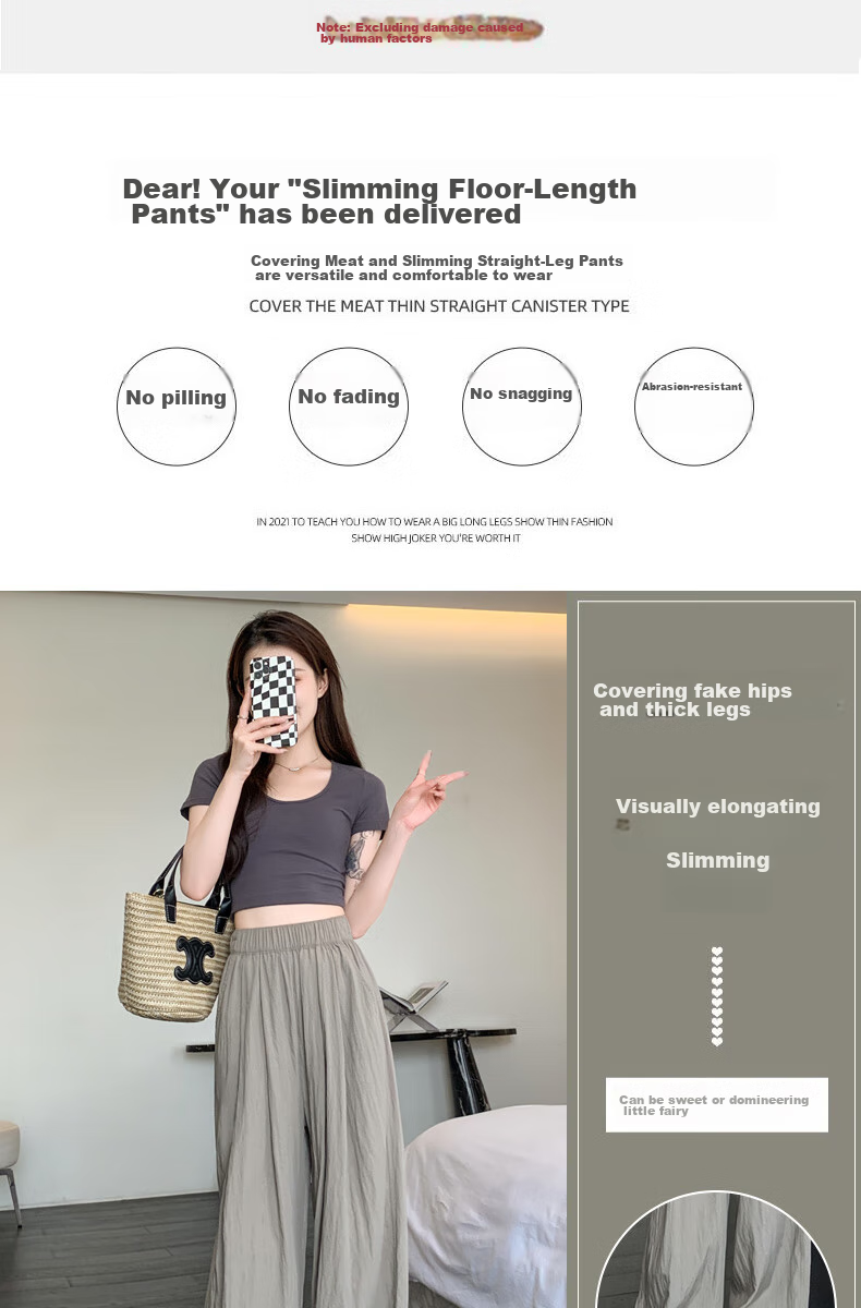 LangSha Ice Silk Wide-Leg Pants Women Summer Thin High Waist Draped Zen Lazy Yamamoto Style Cotton Linen Casual Pants 6