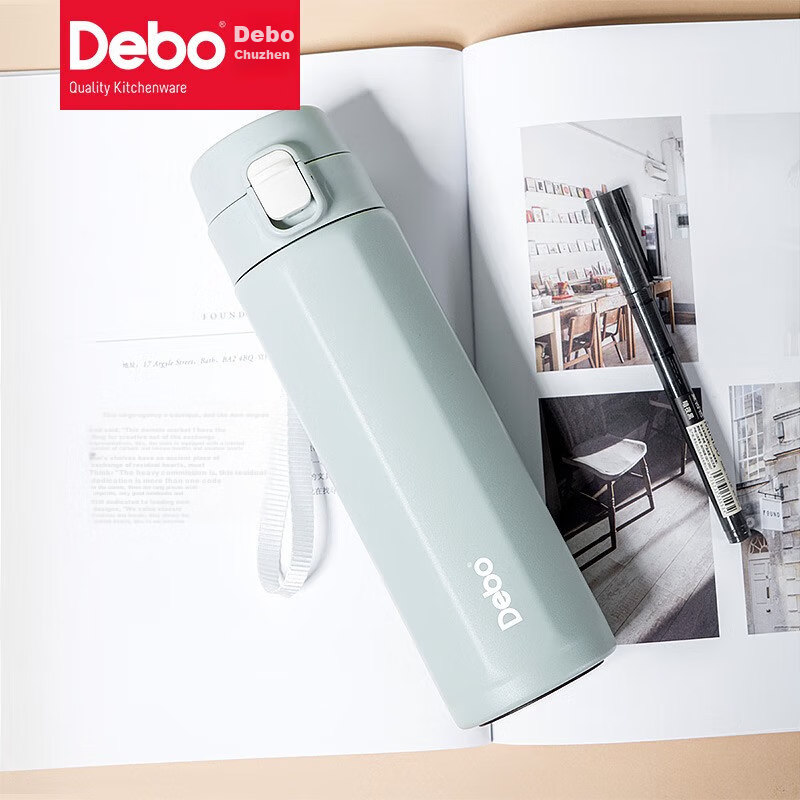 Debo Keteixi DEP-888 Insulated Mug, 304 Stainless Steel Straight Water Bottle, 450ML, Gree