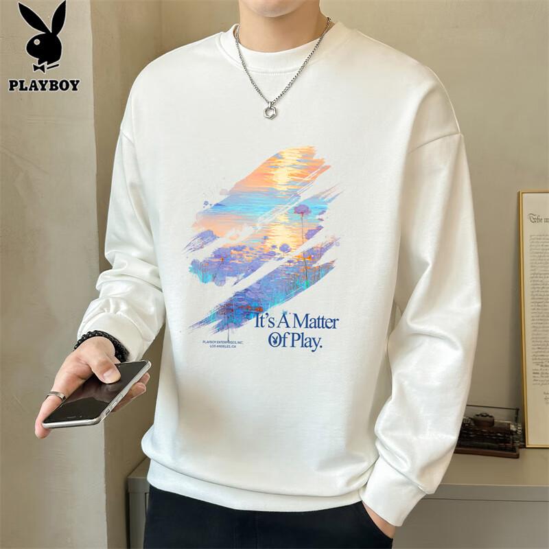 Мужская толстовка PLAYBOY, осенне-зимняя куртка, свитшот с длинным рукавом, свободный повседневный трендовый спортивный костюм с круглым вырезом