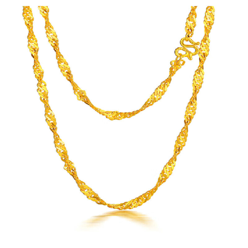 老凤凰黄金项链女水波纹金项链999足金项链百搭锁骨链水波链女款生日