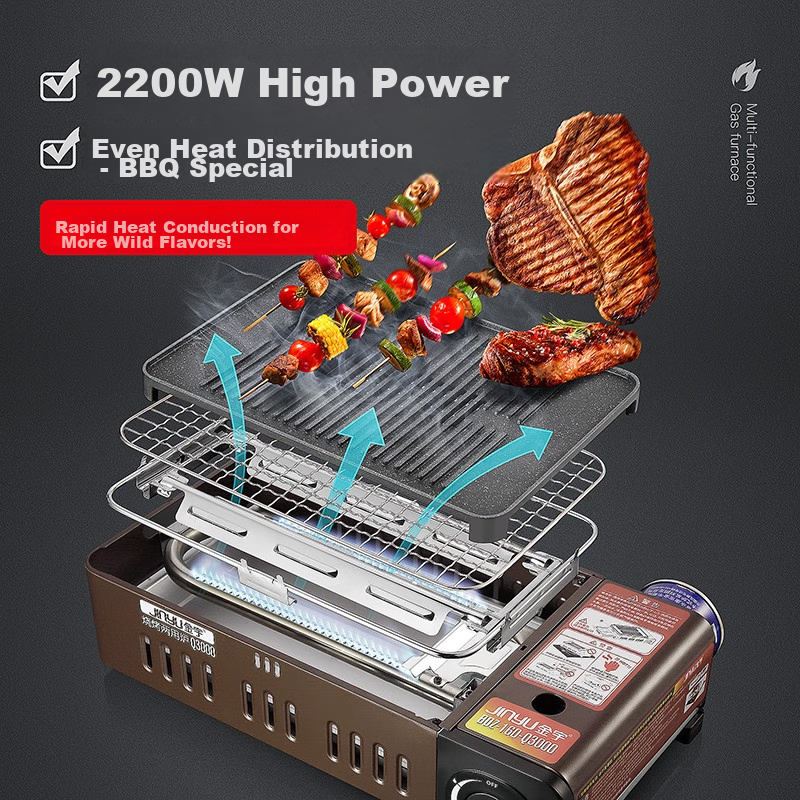 JInyu Portable Gas Stove for Barbecue, Outdoor Camping And Picnic Equipment, Gas Burner, Butane Stove, Cartridge Magnet Cooker