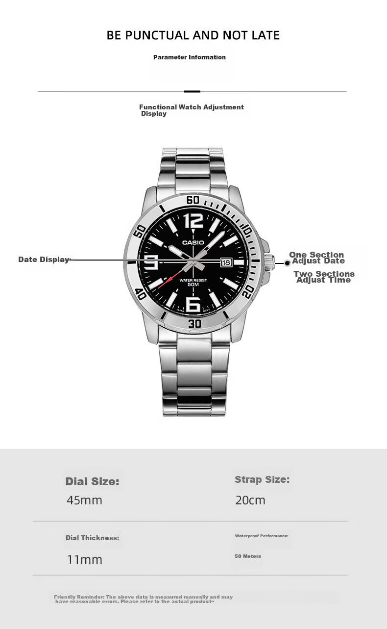 CASIO Business Commute Simple Elegant Classic Large Dial Waterproof Quartz Men's Watch Gift for Boyfriend MTP-1374L 24