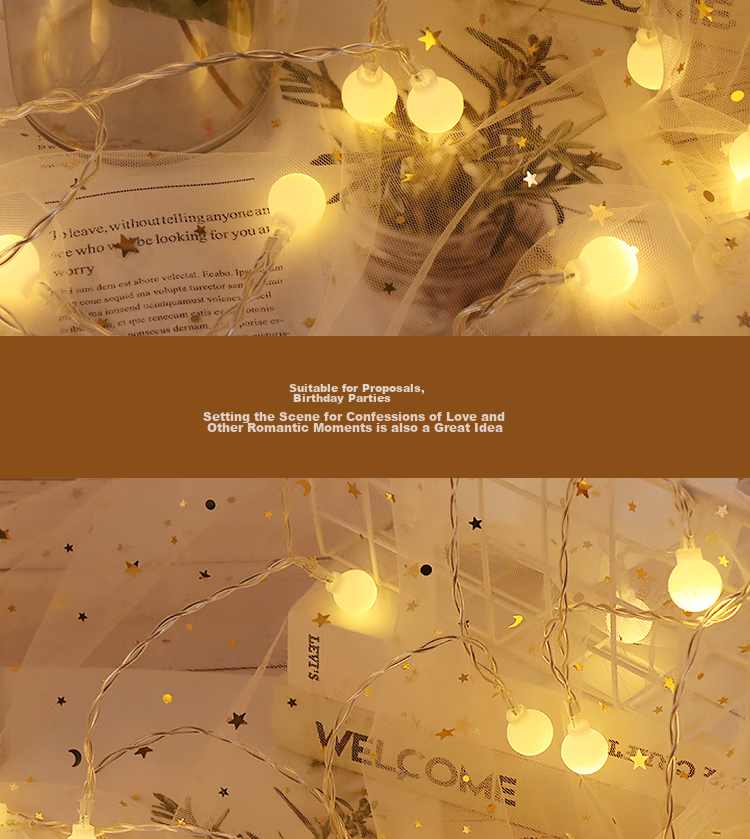 TaTanice Round Ball String Lights, 3 Meters, 20 Lights, Decorative String Lights, Birthday Gift, Colorful Lights, Ambient Decoration, Warm White 7