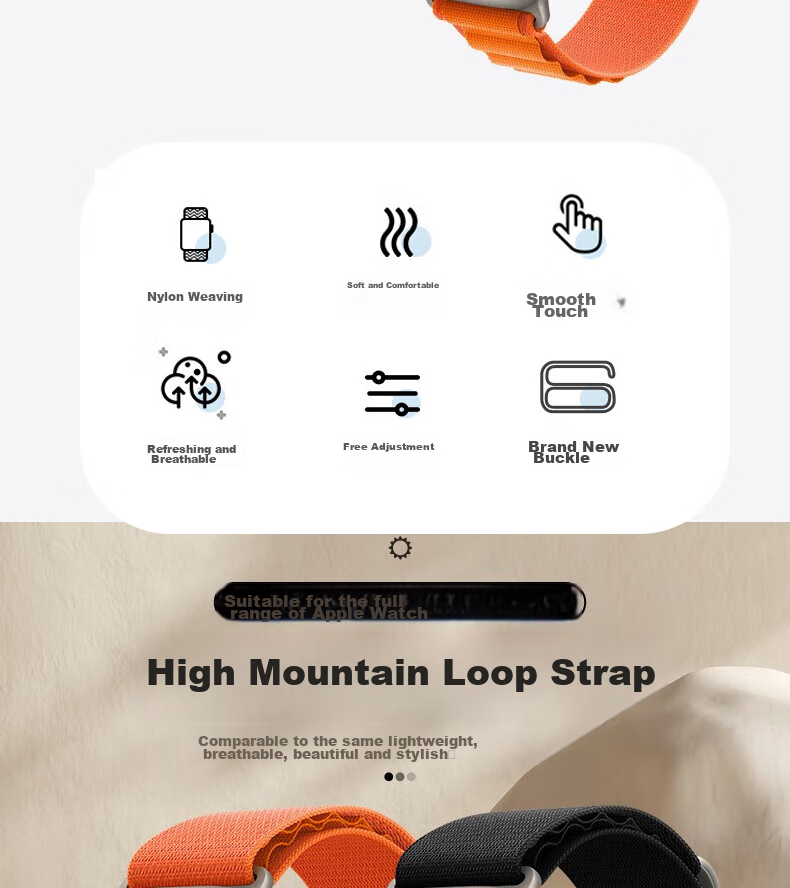 ESCASE Nylon High Mountain Loop Band for Apple Watch, Compatible with Ultra 3/SE 3/S 11/10/9/8/7, Wristband for 49/45/44/42MM, Gree 2
