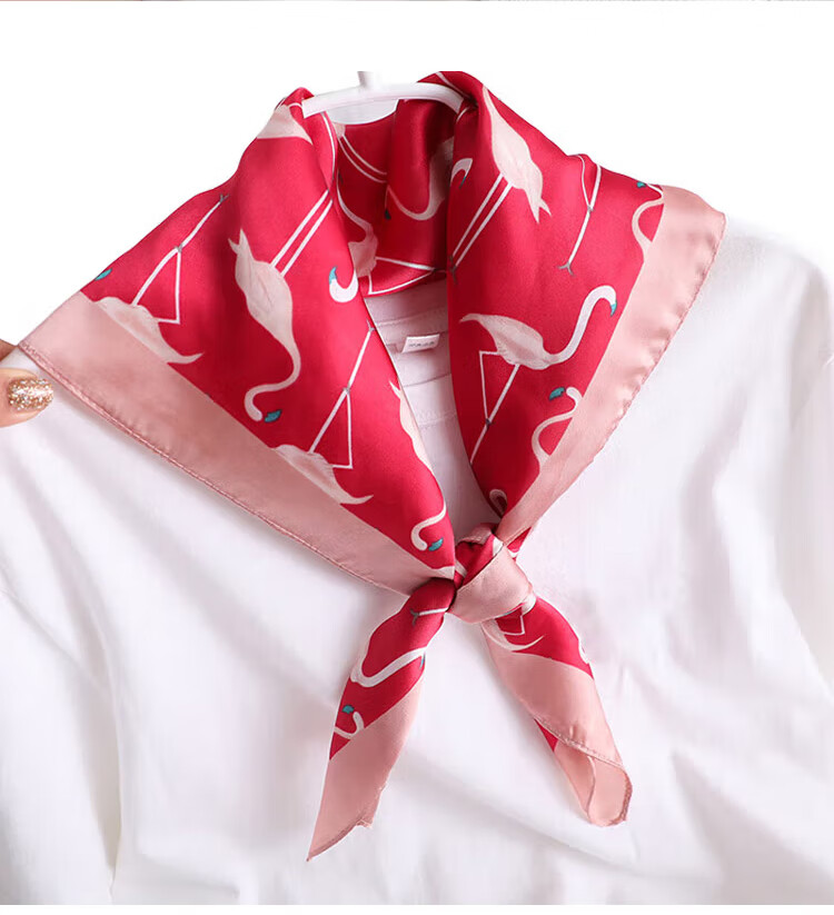 GLO-STORY Silk Scarf for Women, Fashionable Elegant Small Square Scarf Versatile Elegant Decorative Neck Scarf WSJ814049 Red 10