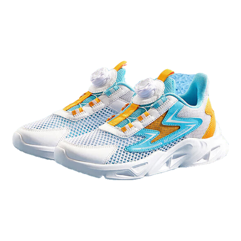 361° Children's Shoes, Kids' Running Shoes for Summer, Boys And Girls Aged 3-14, Large Mesh with Rotary Knob, White, Size 31