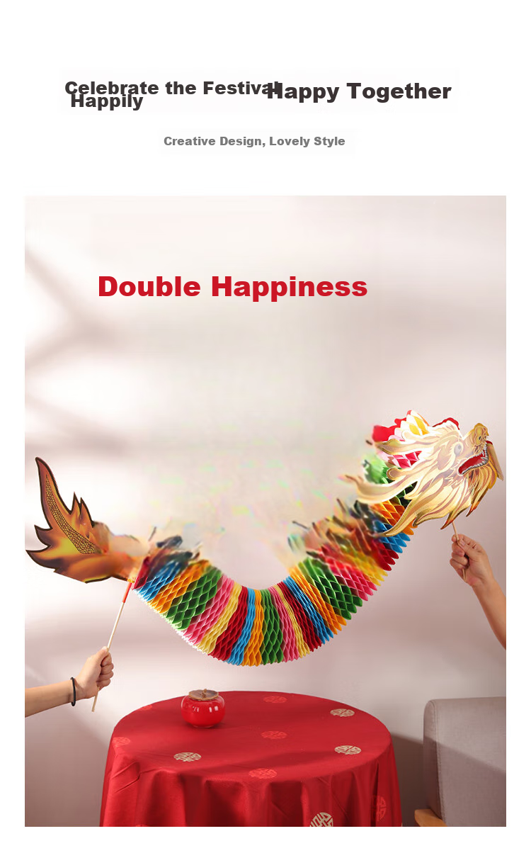 Hunlianqingcheng New Year Decorations, Wedding Photo Props, 2026 Year of The Horse Handheld Dragon 1.5m, Children's DIY Dragon Dance And Flower Pulling 3