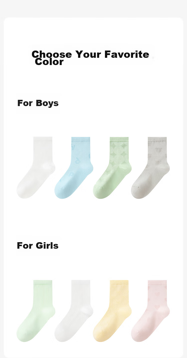 JD Original 5 Pairs of Pure Cotton Mid-Calf Socks for Children in Autumn And Winter, Xinjiang Cotton 10A Antibacterial Floor Socks, Student Cotton Socks, 22-24cm 15