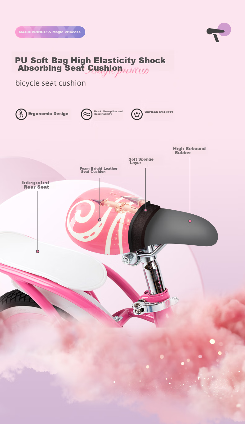 TOPRIGHT Sold by JD, Honeybird Aluminum Alloy Children's Bicycle for Girls Aged 3-8, Baby Pedal Bike, 16-Inch Pink 8