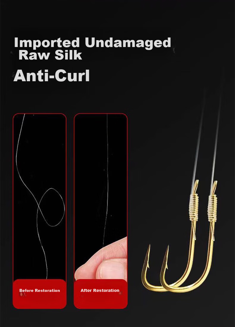 Feimiao Short Line Shihang Jinxue Set with Barbed Hook, Pre-Tied Finished Product, Double Hook [5#0.8+6#1.0] 5