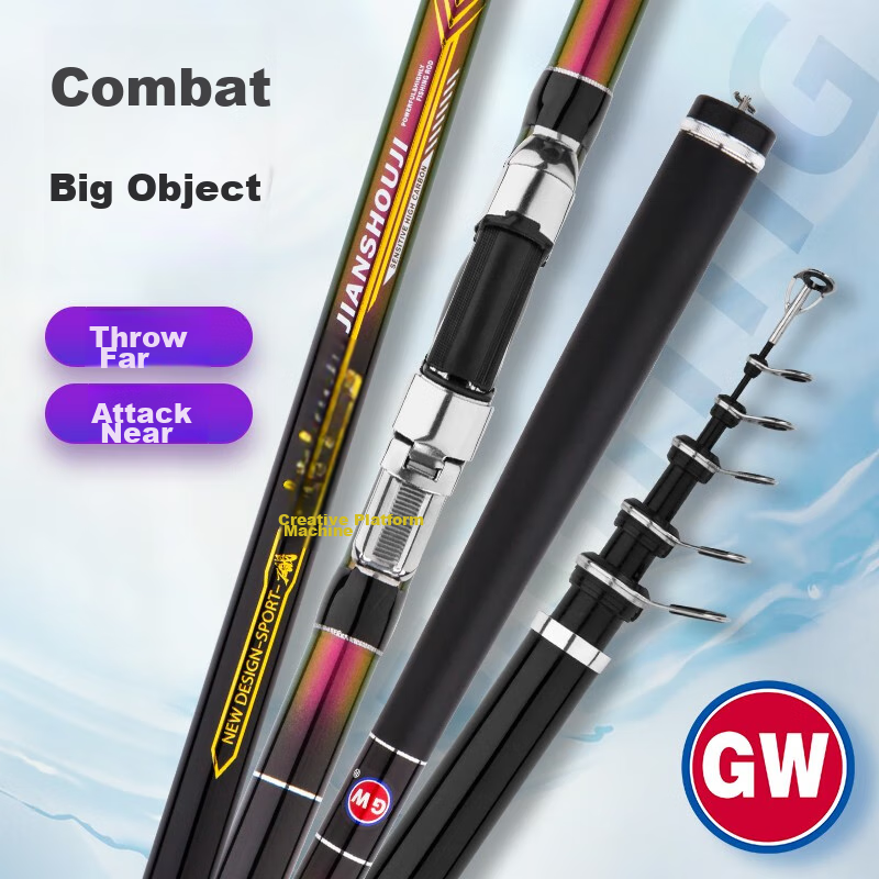GW Fishing Rod, Jian Shou Ji 5.4 Meters, Ultra-Light And Ultra-Hard Carbon Fiber Rod, Diagonal Guide Rings, Casting Rod, Fishing Pole with Sliding Float