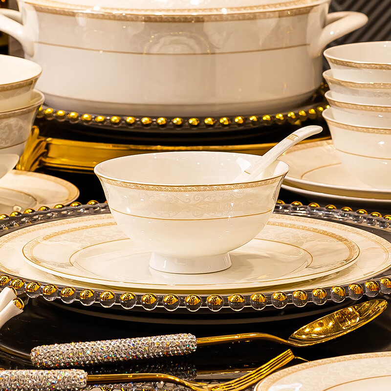 Chudi Ceramic Tableware Set, Home Use Dinnerware Set, Housewarming Gift Bowls And Chopsticks, Elegant And Stylish 20-Piece Set [Gift Box]