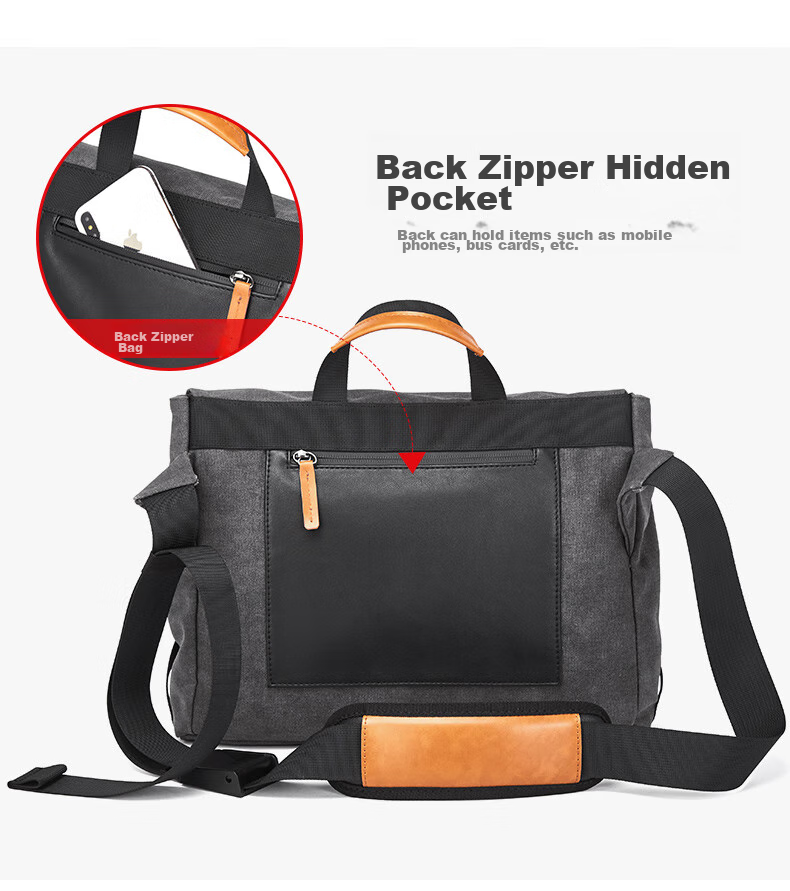 BOSTANTEN Men's Shoulder Crossbody Bag, Trendy Student Backpack, Large Capacity Multifunctional Handbag, Briefcase, Messenger Bag for Me 6