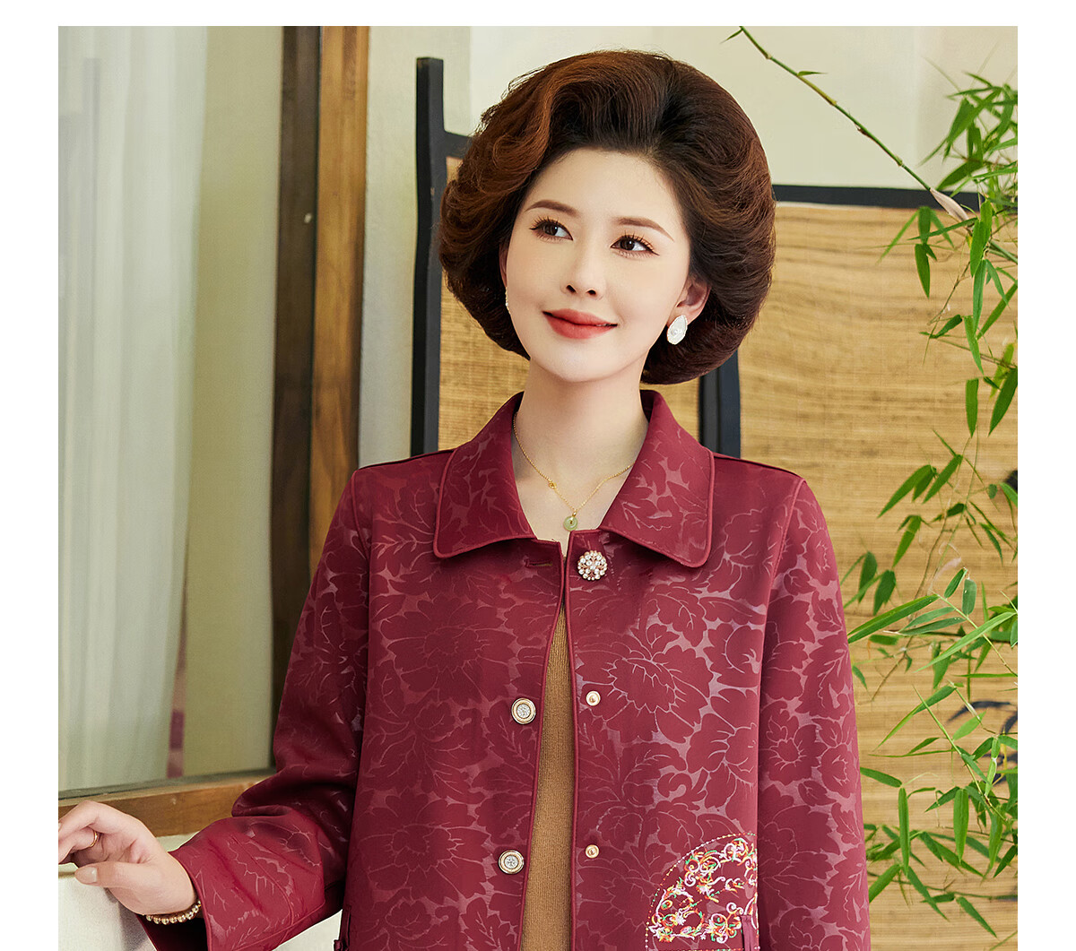 Yuzhaolin Mom's New Year Red Coat Middle-aged and Elderly Women's Spring and Autumn Windbreaker Short Jacket Y243U2013 28