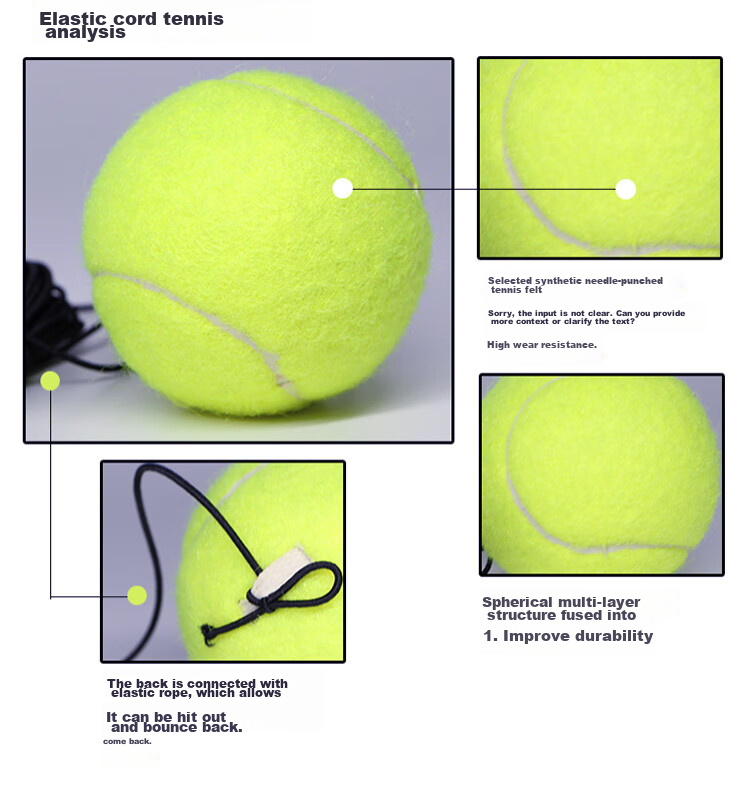 INVUI Tennis Balls with String, Single Player Rebound Training Wear-Resistant Stringed Tennis Balls, Pack of 4 2