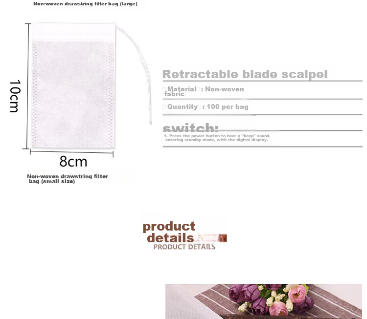 BJ Tea Bag, Herbal Medicine Infusion Gauze Bag, Non-Woven Fabric Herbal Medicine Dispensing Filter Bag, Marinade Seasoning Packet, Filtering Decoction Bag 8