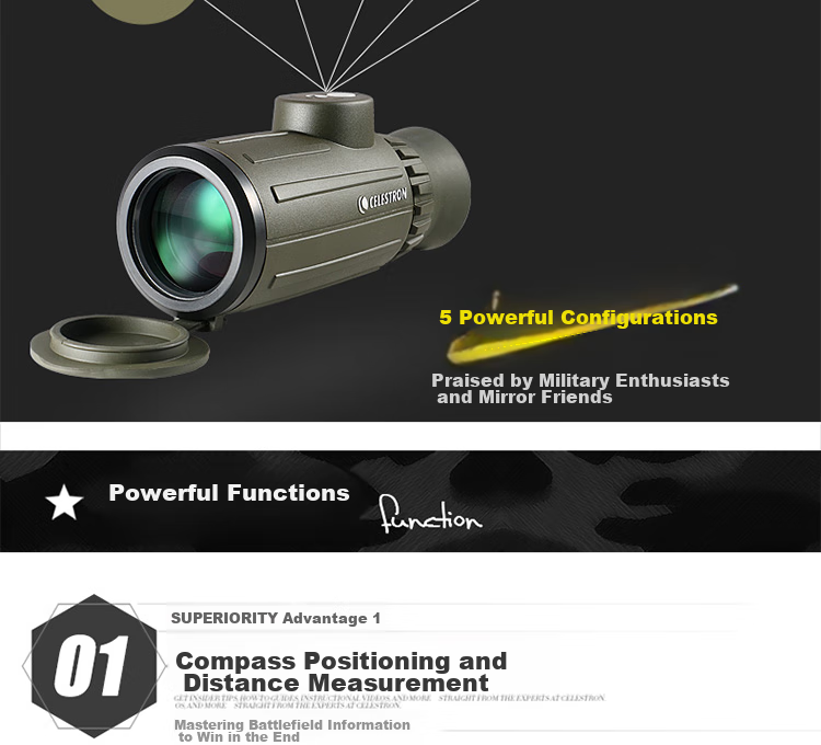 Xingtelang Jibing 8x42 Monocular Binocular with Compass And Rangefinder, Nitrogen-Filled Waterproof, High-Definition High-Magnification Monocular Smartphone Telescope 6