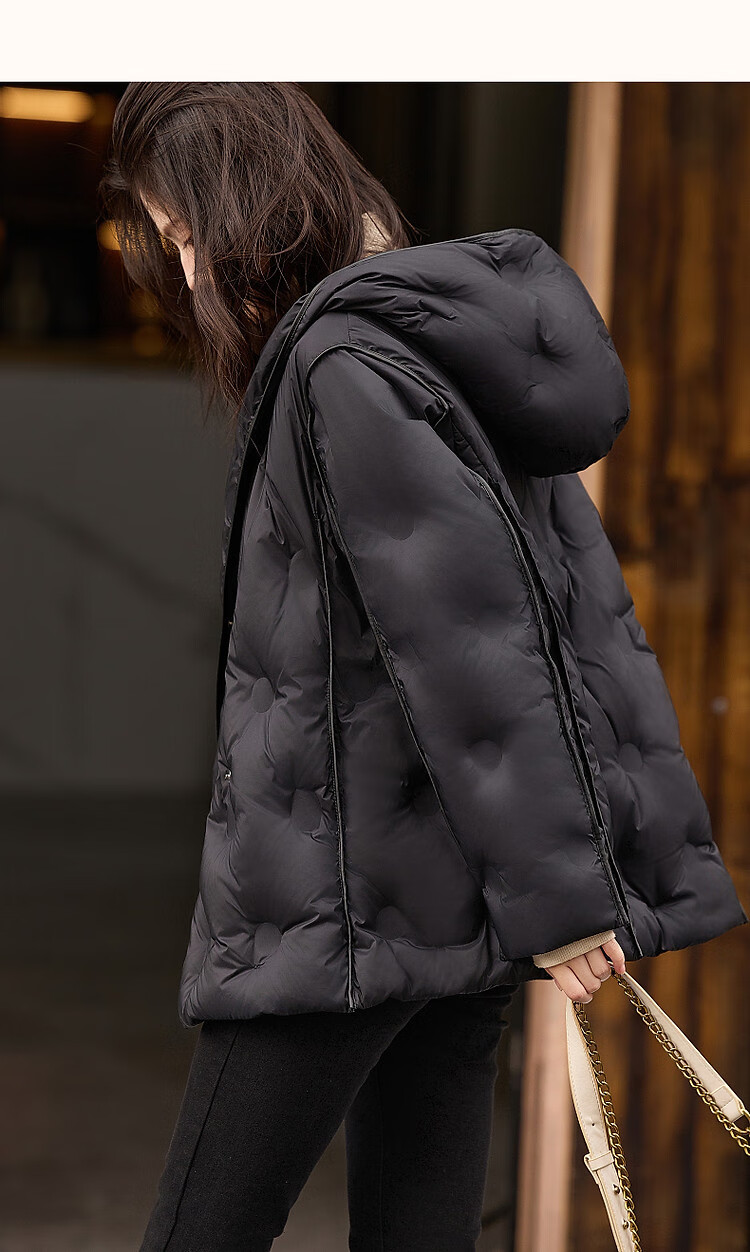 Dme [Dongxuelai] Winter Hooded Loose-Fitting 90% Duck Down Spring Yarn Long-Sleeve down Jacket Women's Short Coat 10